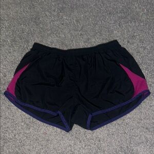 Women's Black and Pink Athletic Shorts